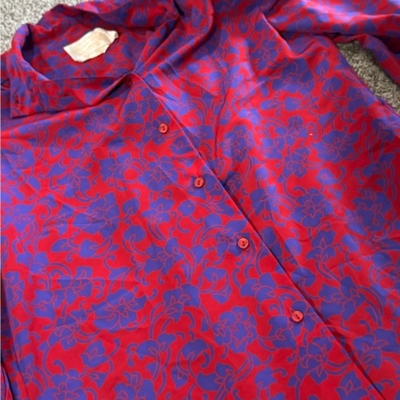 Pendleton Red and Purple Vintage Woman’s Blouse Size 10 - Picture 2 of 3